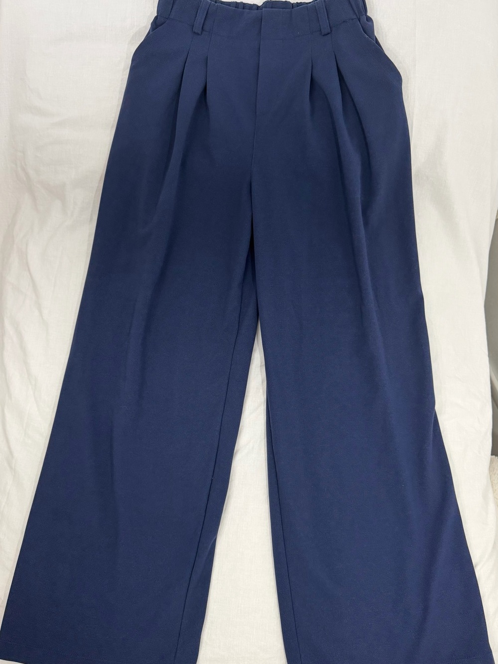 HALARA High Waist Waffle Knit Wide Leg Pants Navy Blue size S